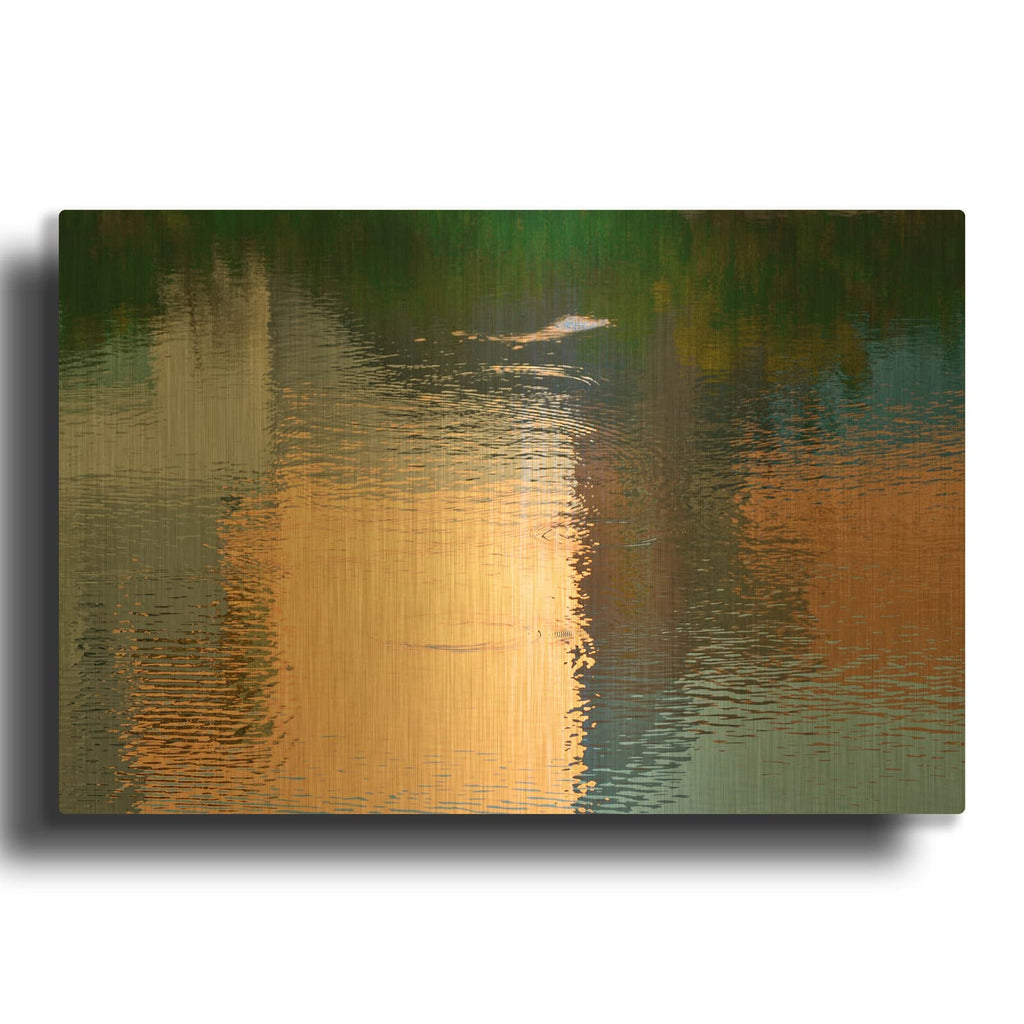 'Reflection On The Iowa River No. 1' By Ulpi Gonzalez Gold Metal Wall Art