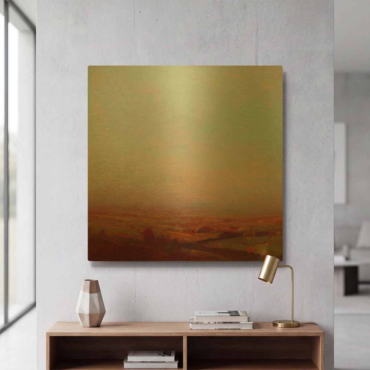 'Misty Orange And Red' By William McCarthy Gold Metal Wall Art