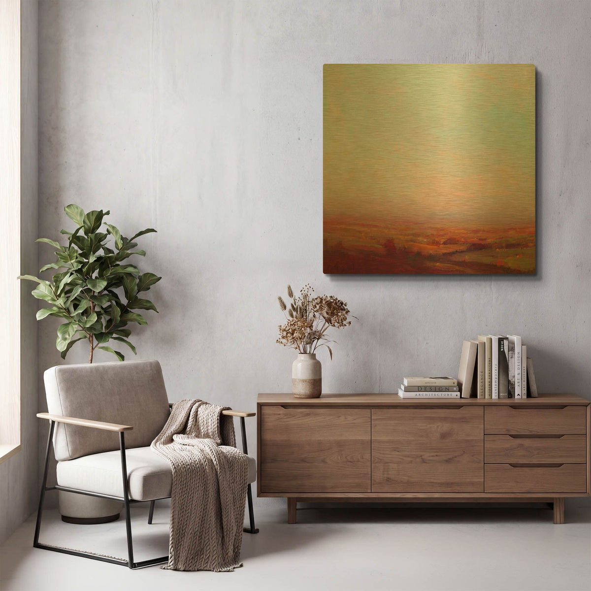 'Misty Orange And Red' By William McCarthy Gold Metal Wall Art
