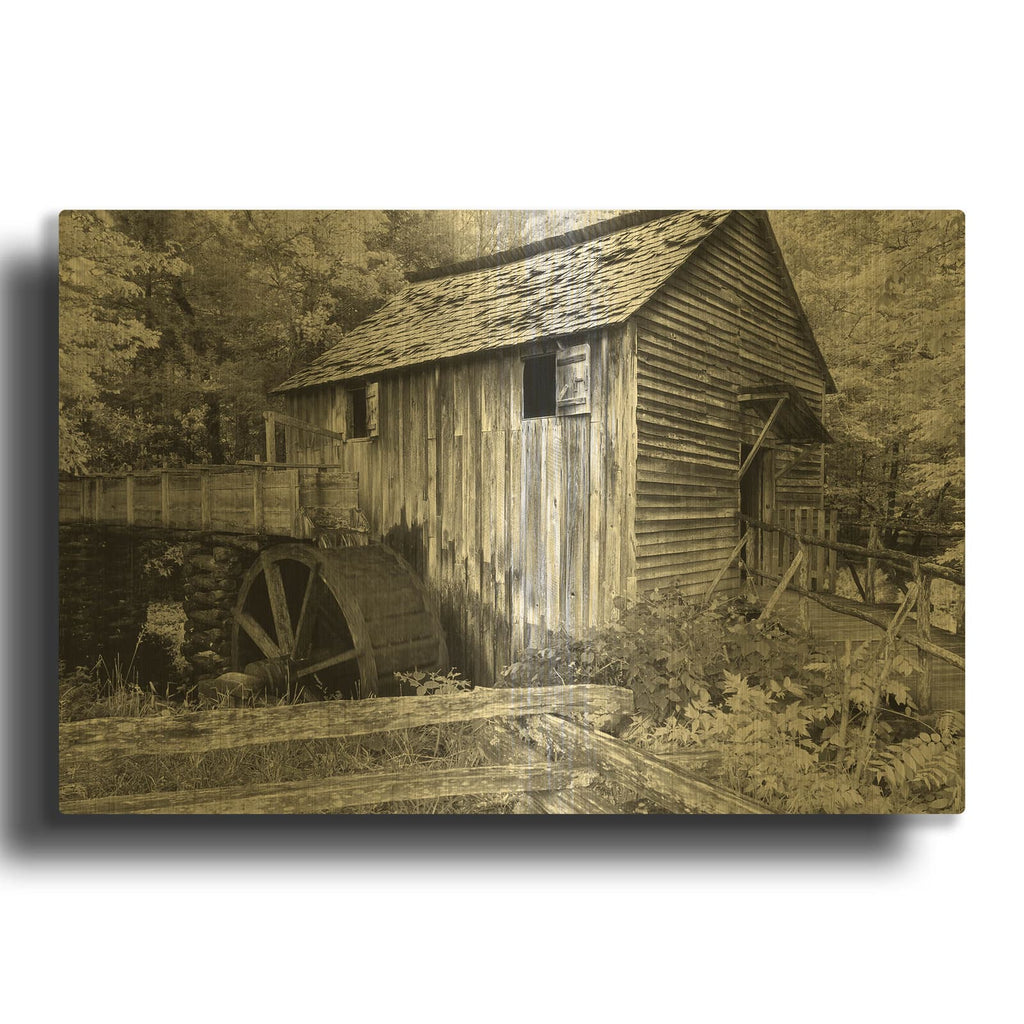 'Cable Mill Cades Cove' By Winthrope Hiers Gold Metal Wall Art