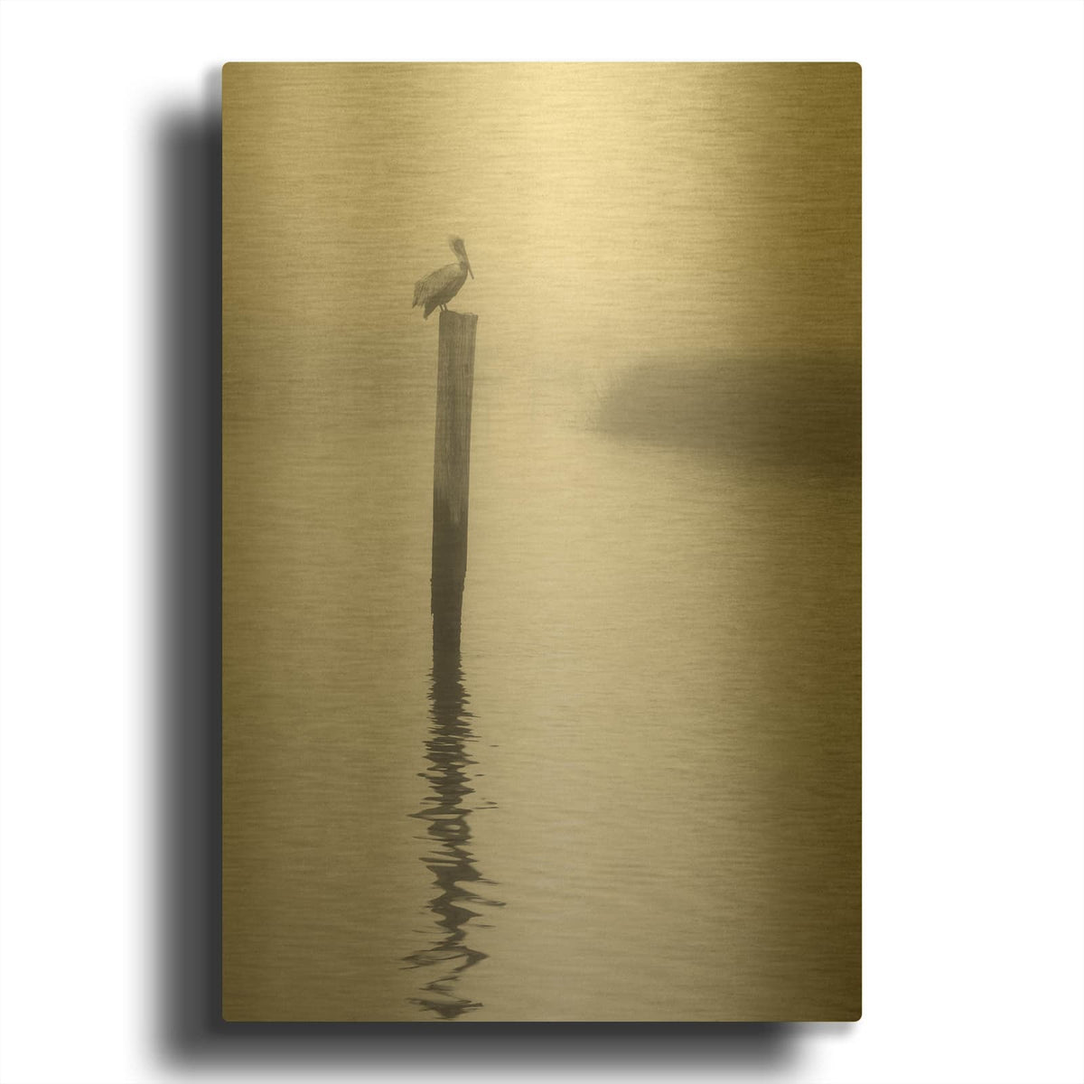 'On Pelican Marsh' By Winthrope Hiers Gold Metal Wall Art