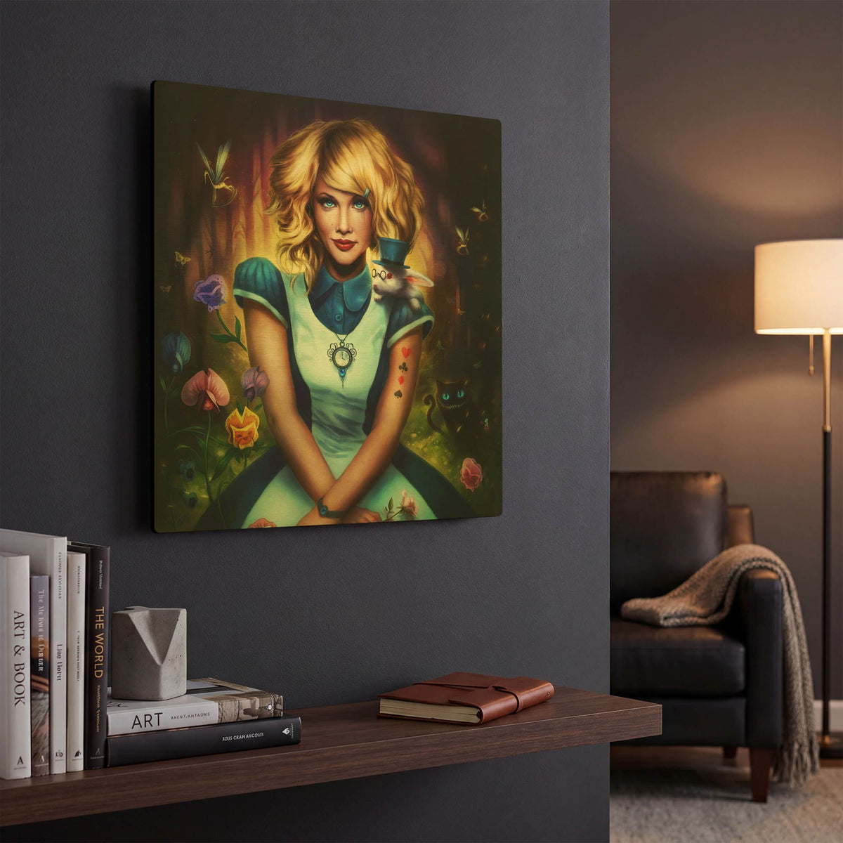 'Alice in Wonderland' By JoJoes Art Gold Metal Wall Art