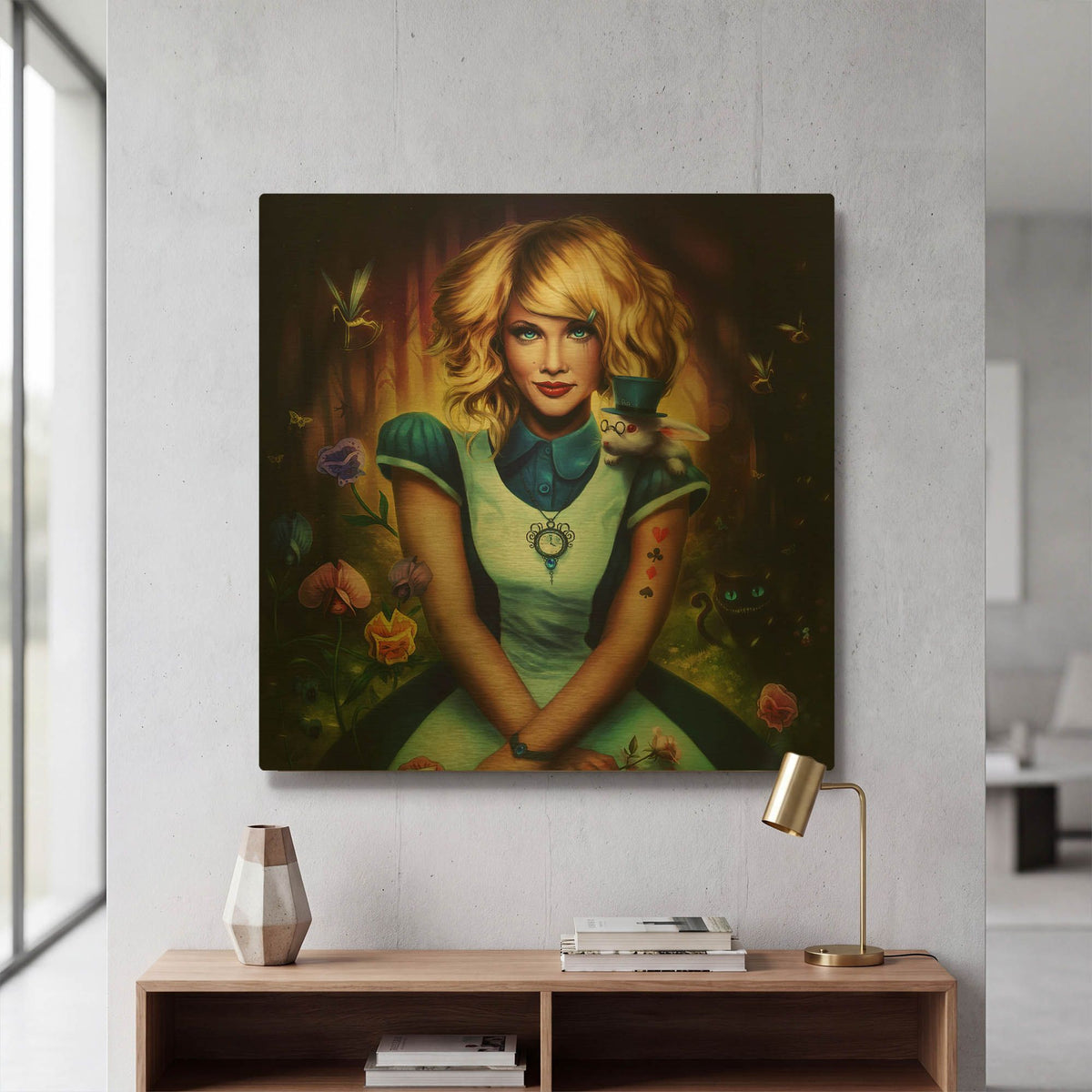 'Alice in Wonderland' By JoJoes Art Gold Metal Wall Art