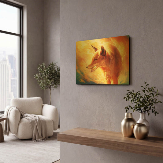 'Fire Fox' By JoJoes Art Gold Metal Wall Art