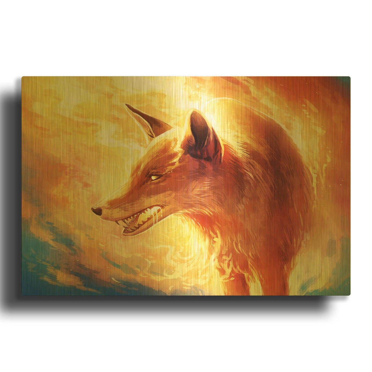 'Fire Fox' By JoJoes Art Gold Metal Wall Art
