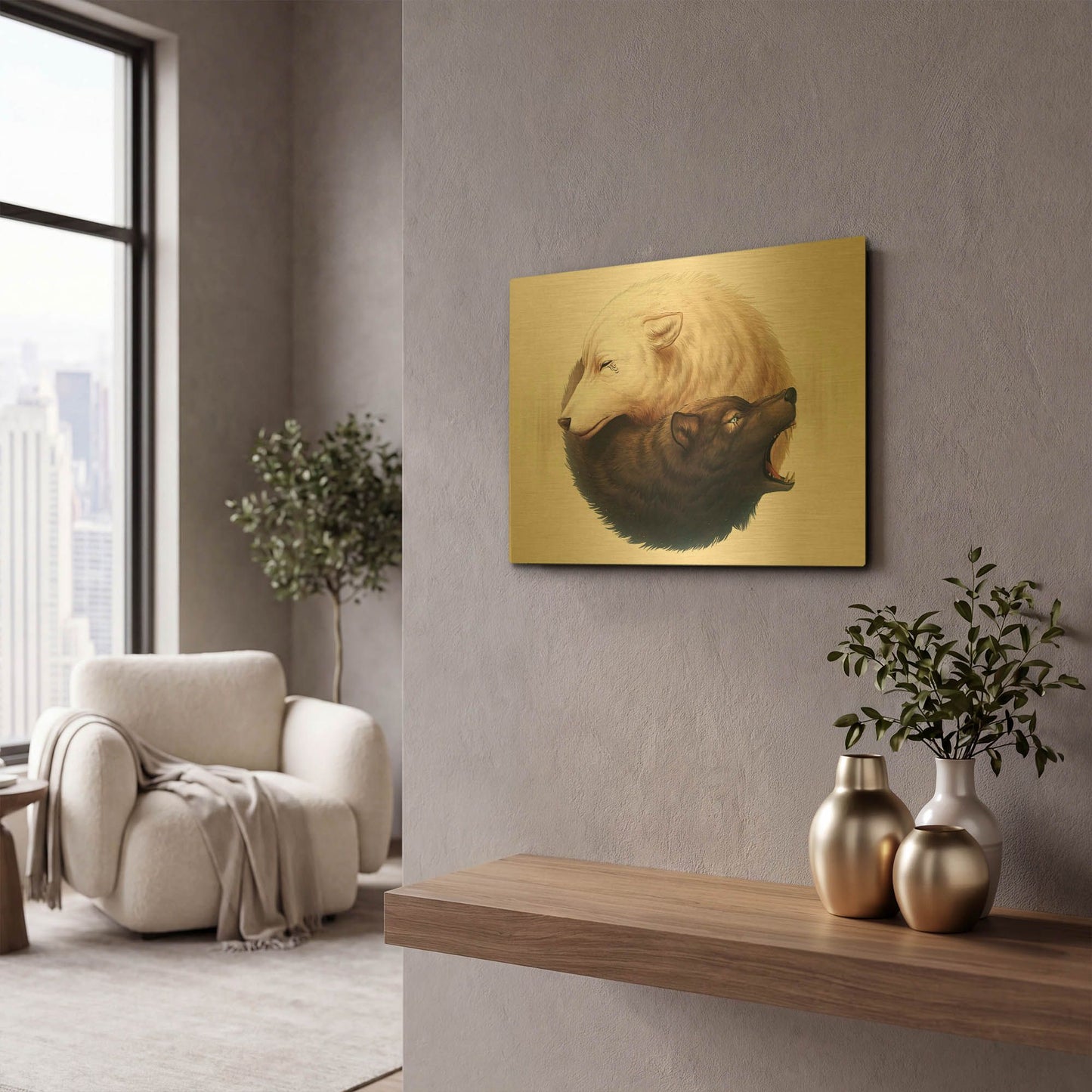 'Yin and Yang' By JoJoes Art Gold Metal Wall Art