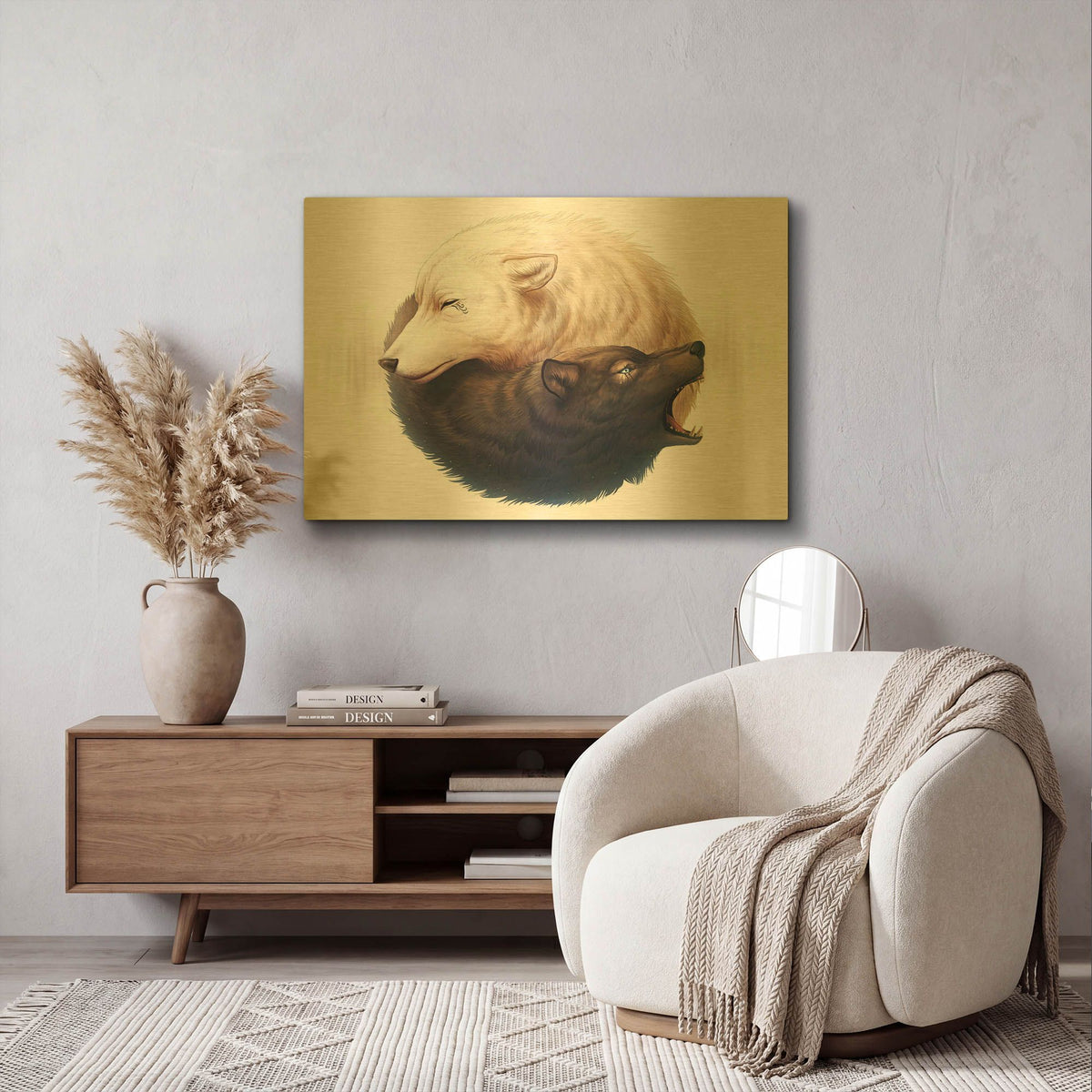 'Yin and Yang' By JoJoes Art Gold Metal Wall Art