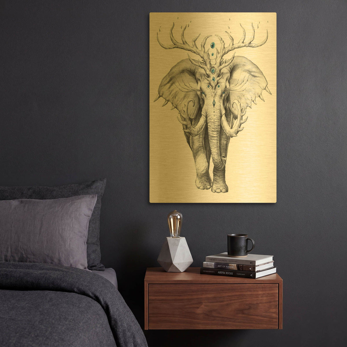 'Elephant Soul' By JoJoes Art Gold Metal Wall Art