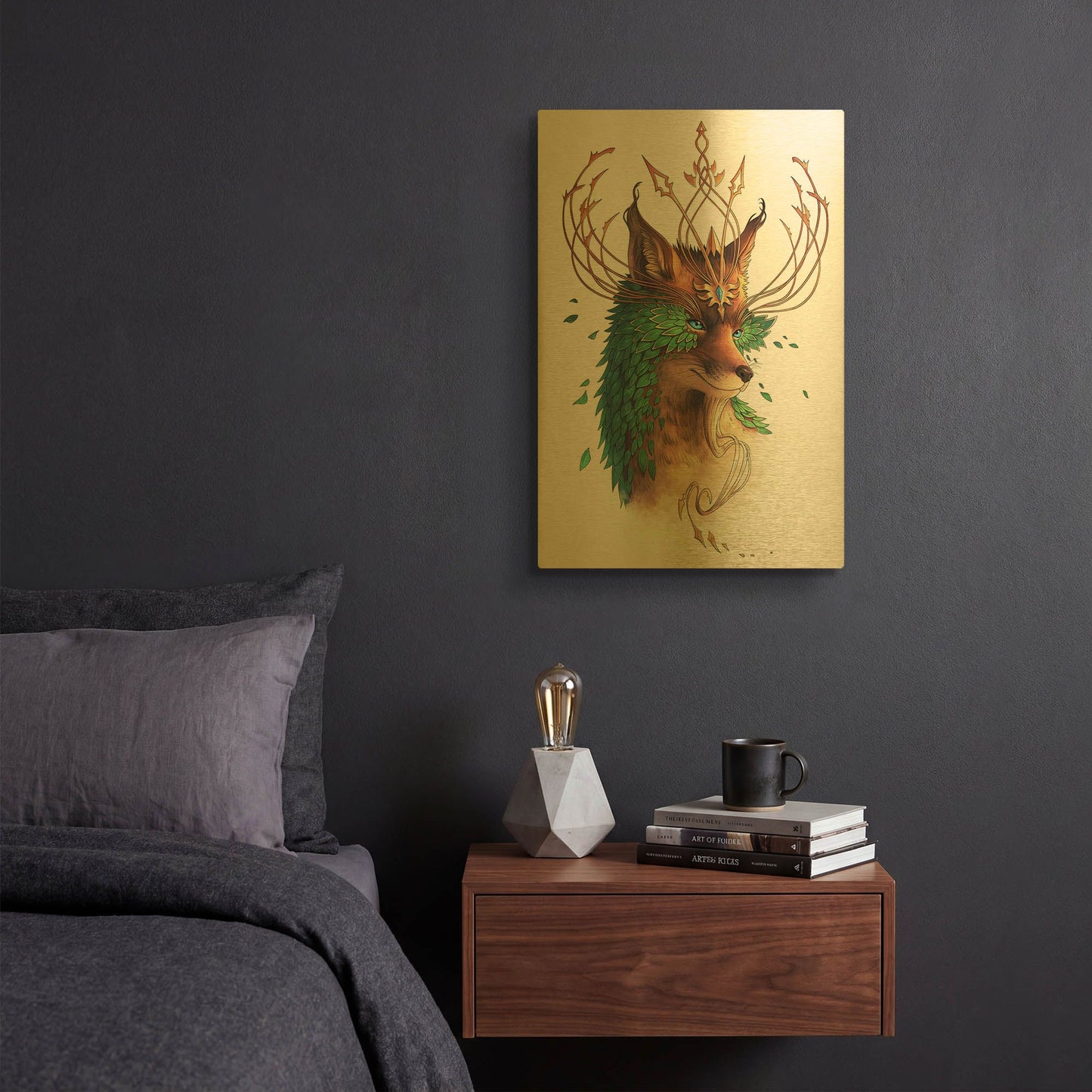 'Fox Colored' By JoJoes Art Gold Metal Wall Art