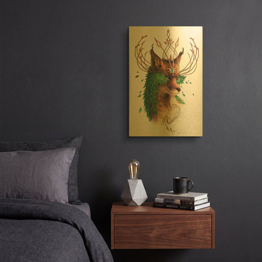 'Fox Colored' By JoJoes Art Gold Metal Wall Art