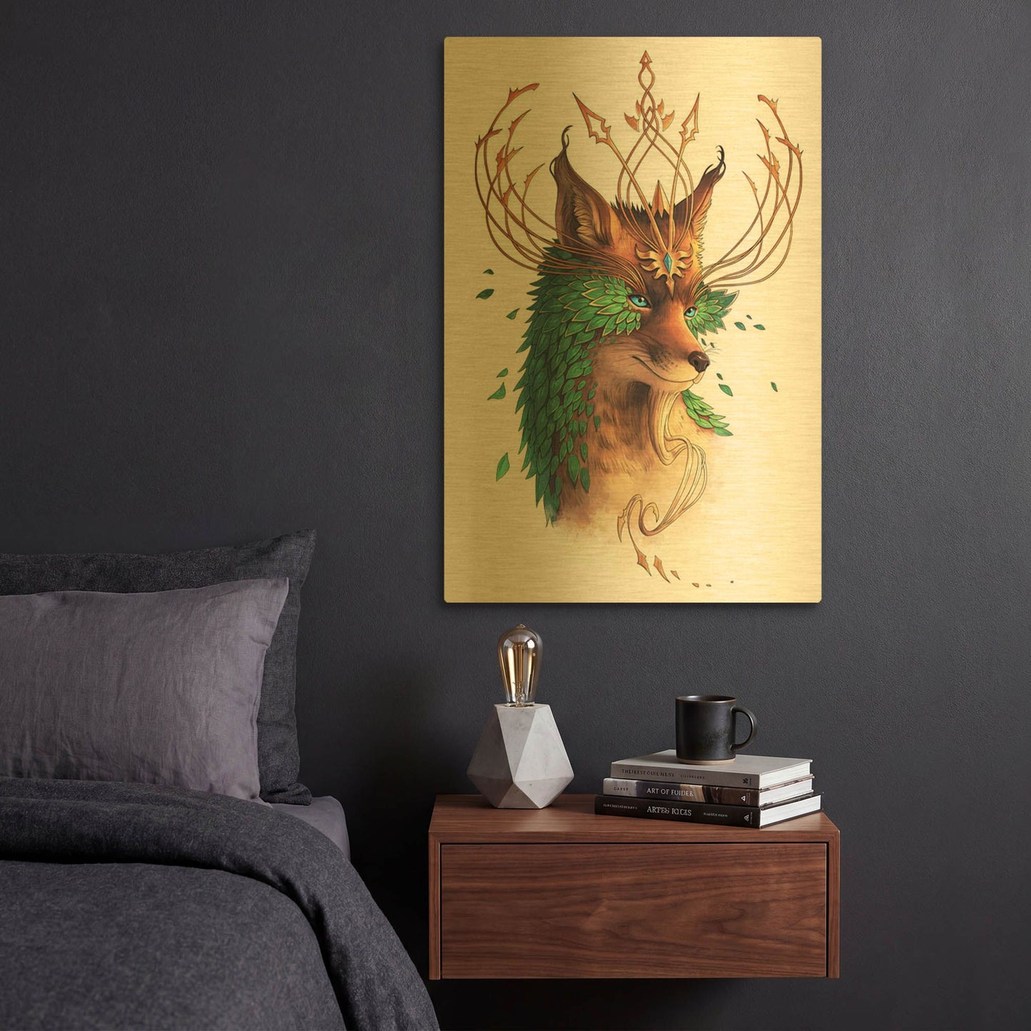 'Fox Colored' By JoJoes Art Gold Metal Wall Art