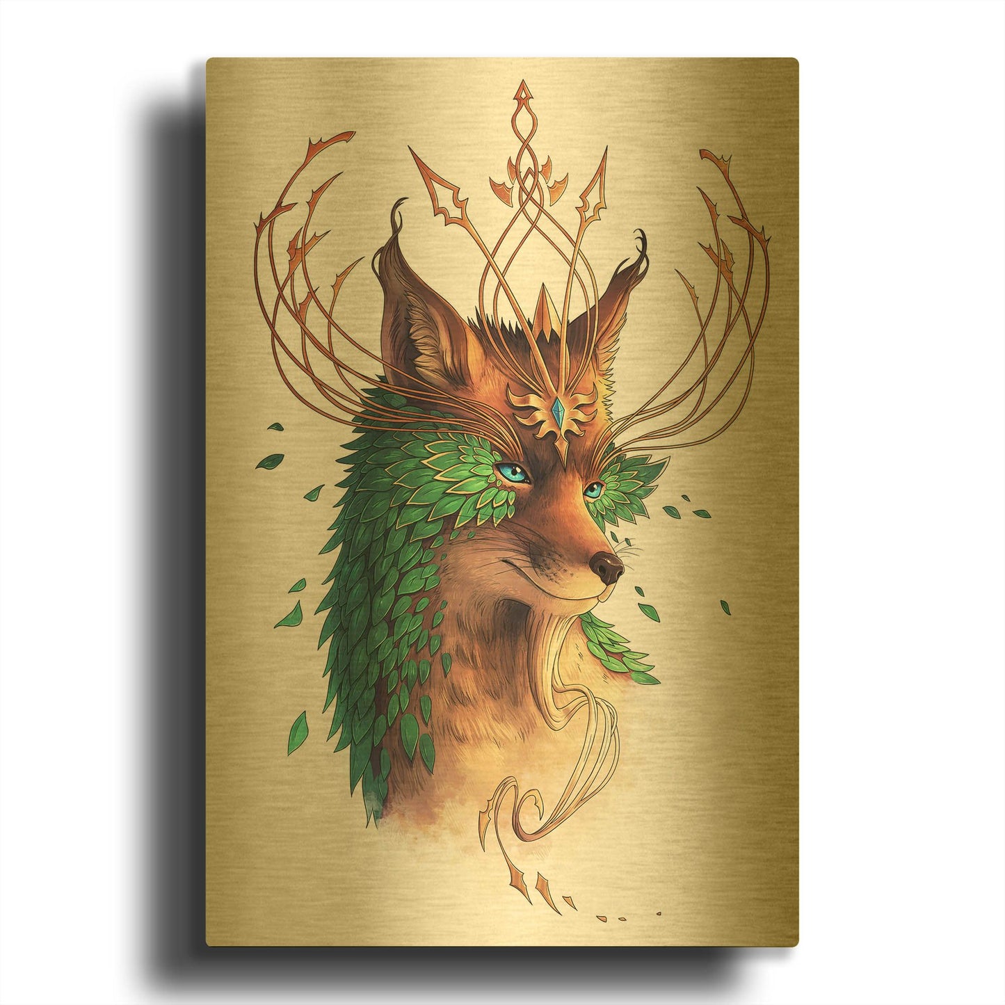 'Fox Colored' By JoJoes Art Gold Metal Wall Art
