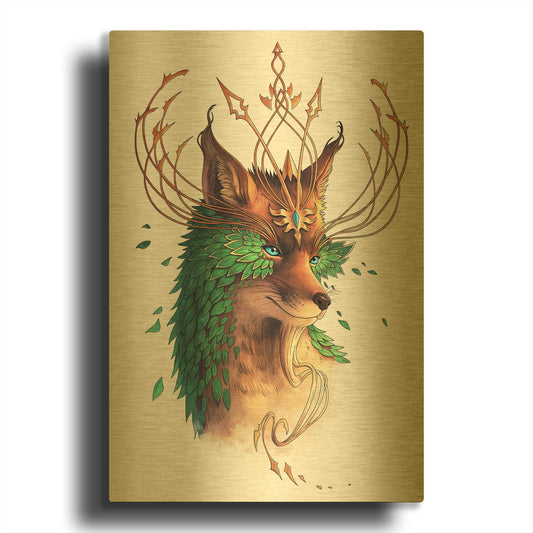'Fox Colored' By JoJoes Art Gold Metal Wall Art