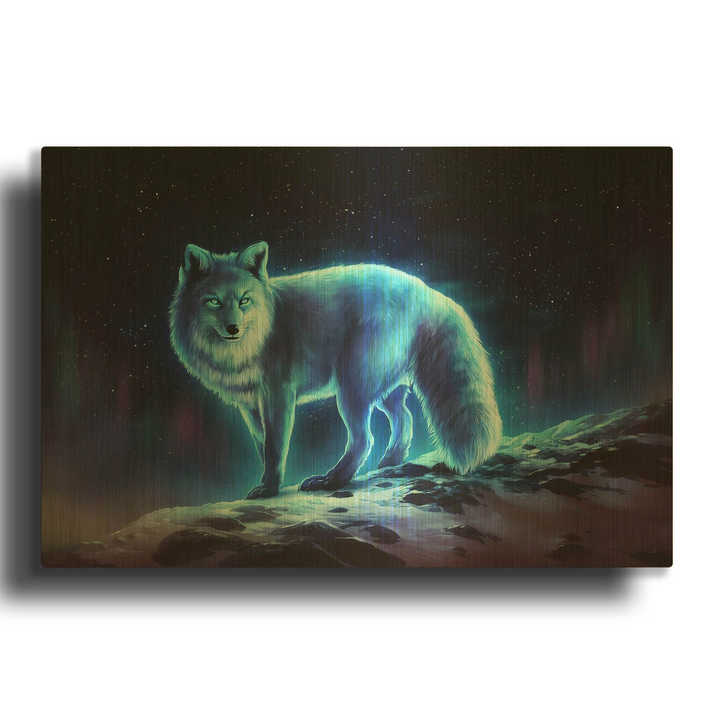 'Ice Fox' By JoJoes Art Gold Metal Wall Art
