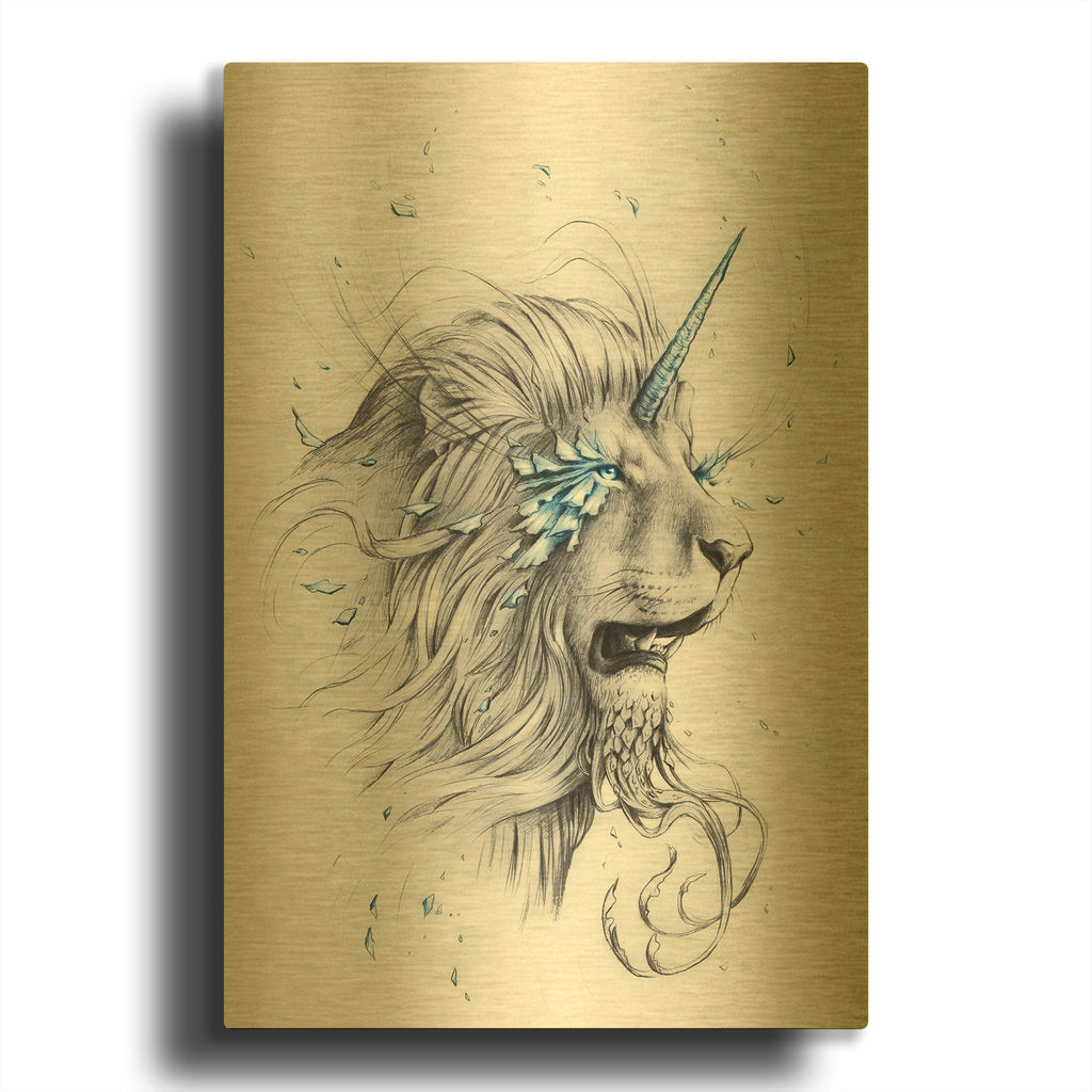'Lion Soul' By JoJoes Art Gold Metal Wall Art