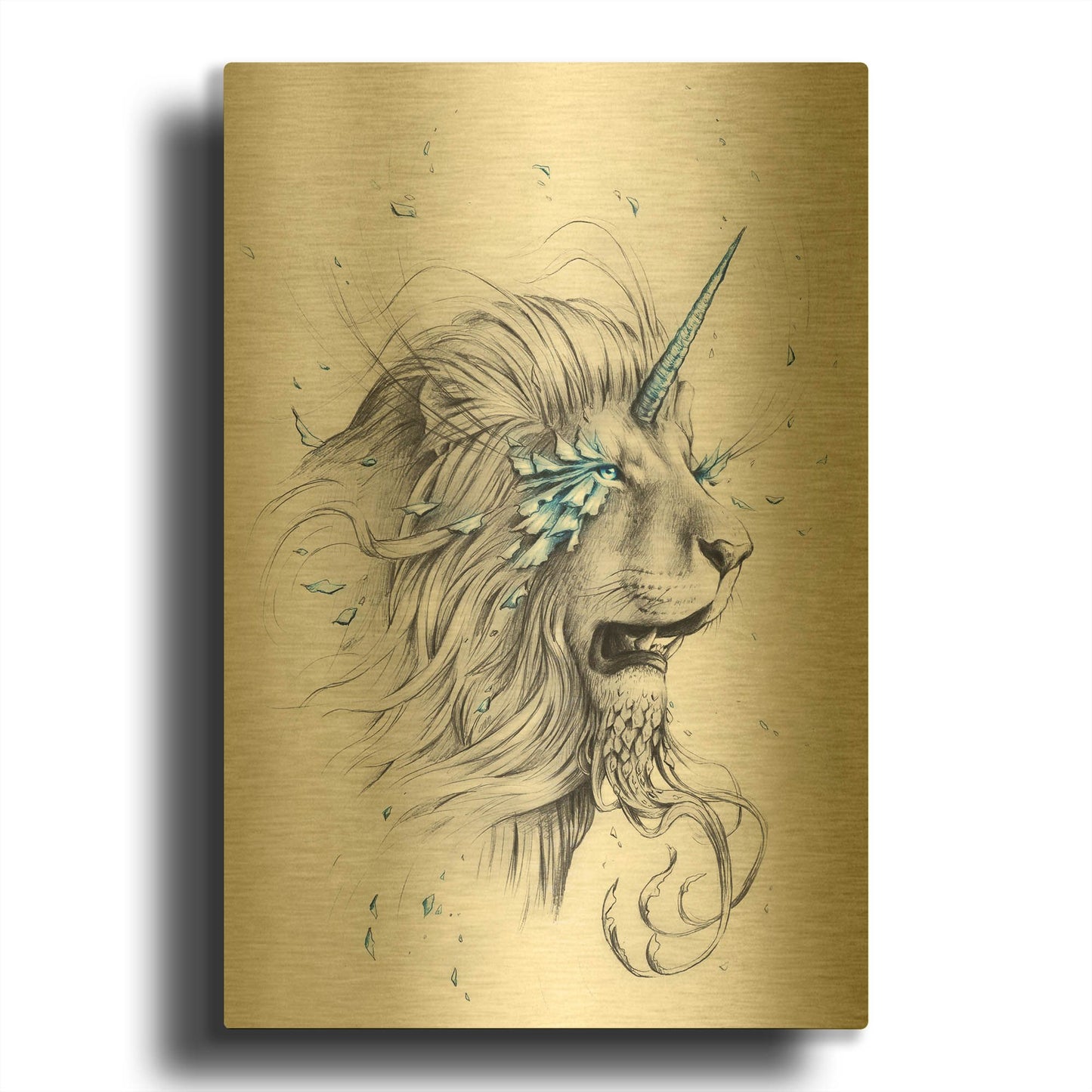 'Lion Soul' By JoJoes Art Gold Metal Wall Art