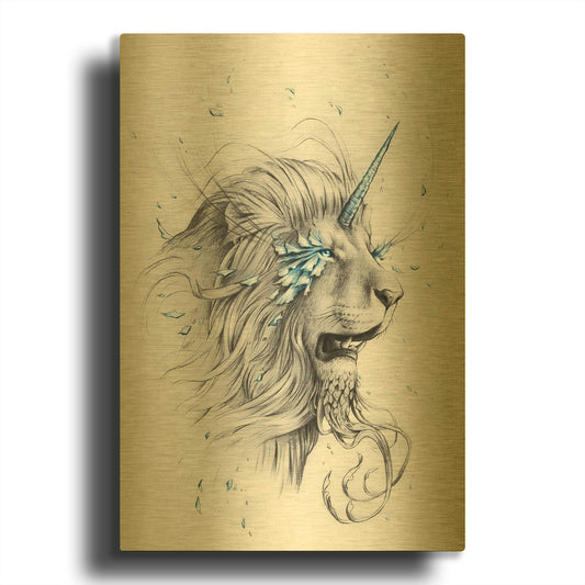 'Lion Soul' By JoJoes Art Gold Metal Wall Art