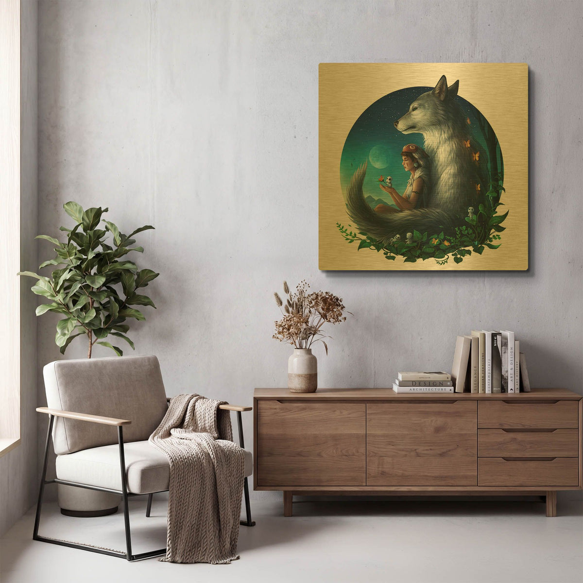 'Mononoke Safe' By JoJoes Art Gold Metal Wall Art