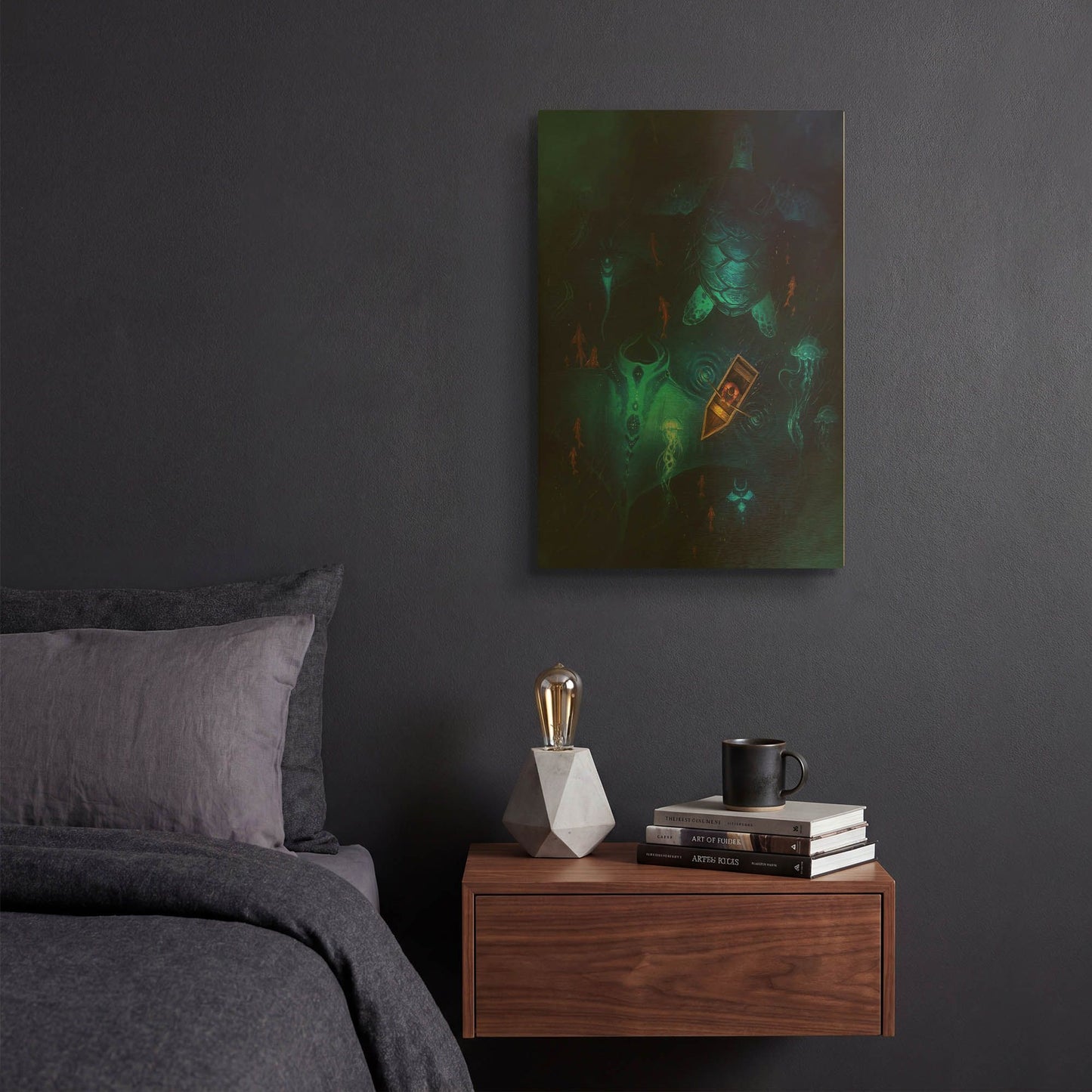 'Night Fishing' By JoJoes Art Gold Metal Wall Art