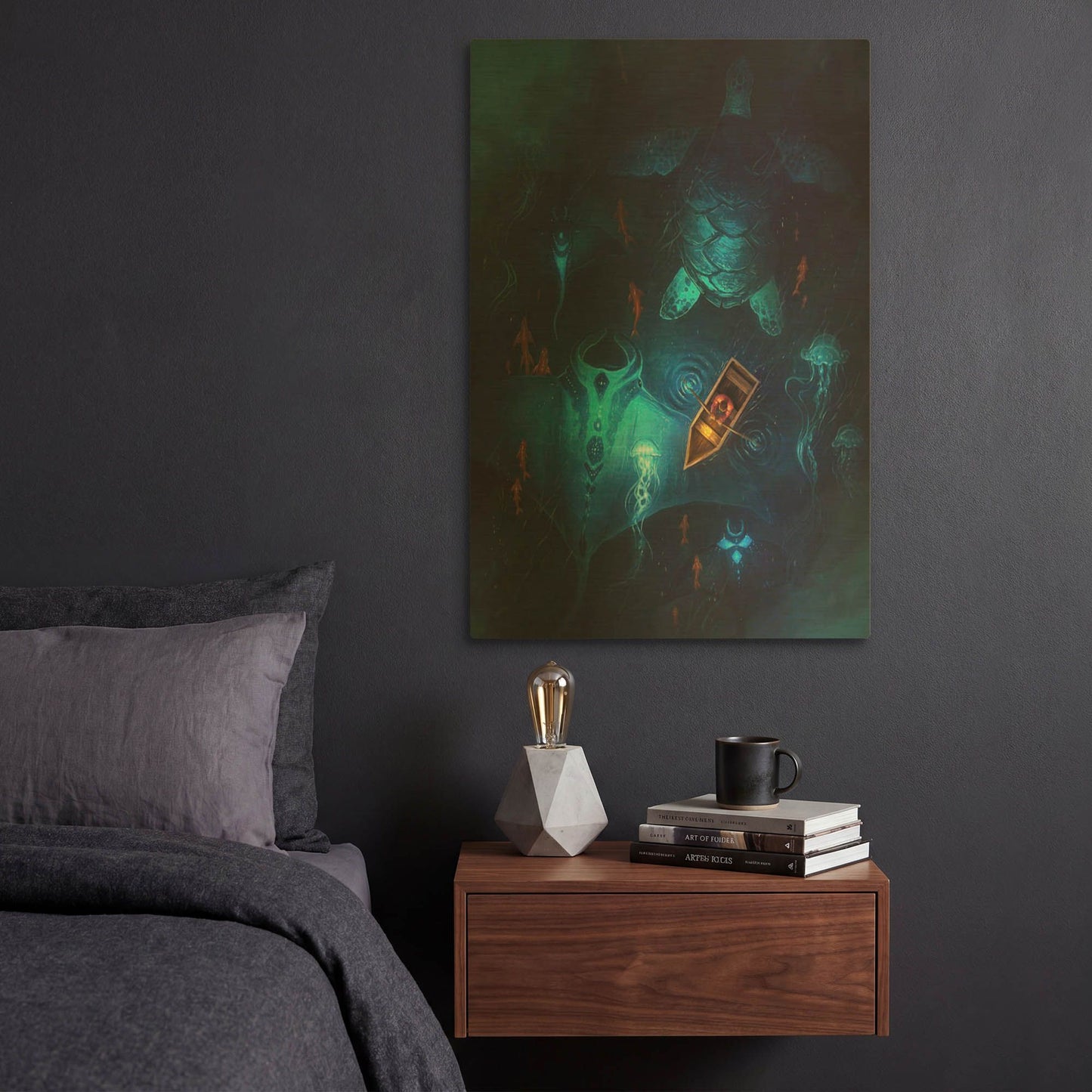 'Night Fishing' By JoJoes Art Gold Metal Wall Art
