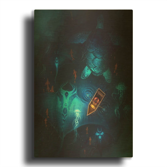 'Night Fishing' By JoJoes Art Gold Metal Wall Art