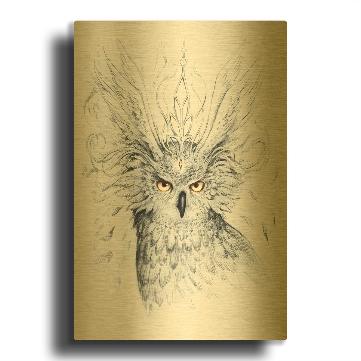 'JOJOES206790-Owl' By JoJoes Art Gold Metal Wall Art