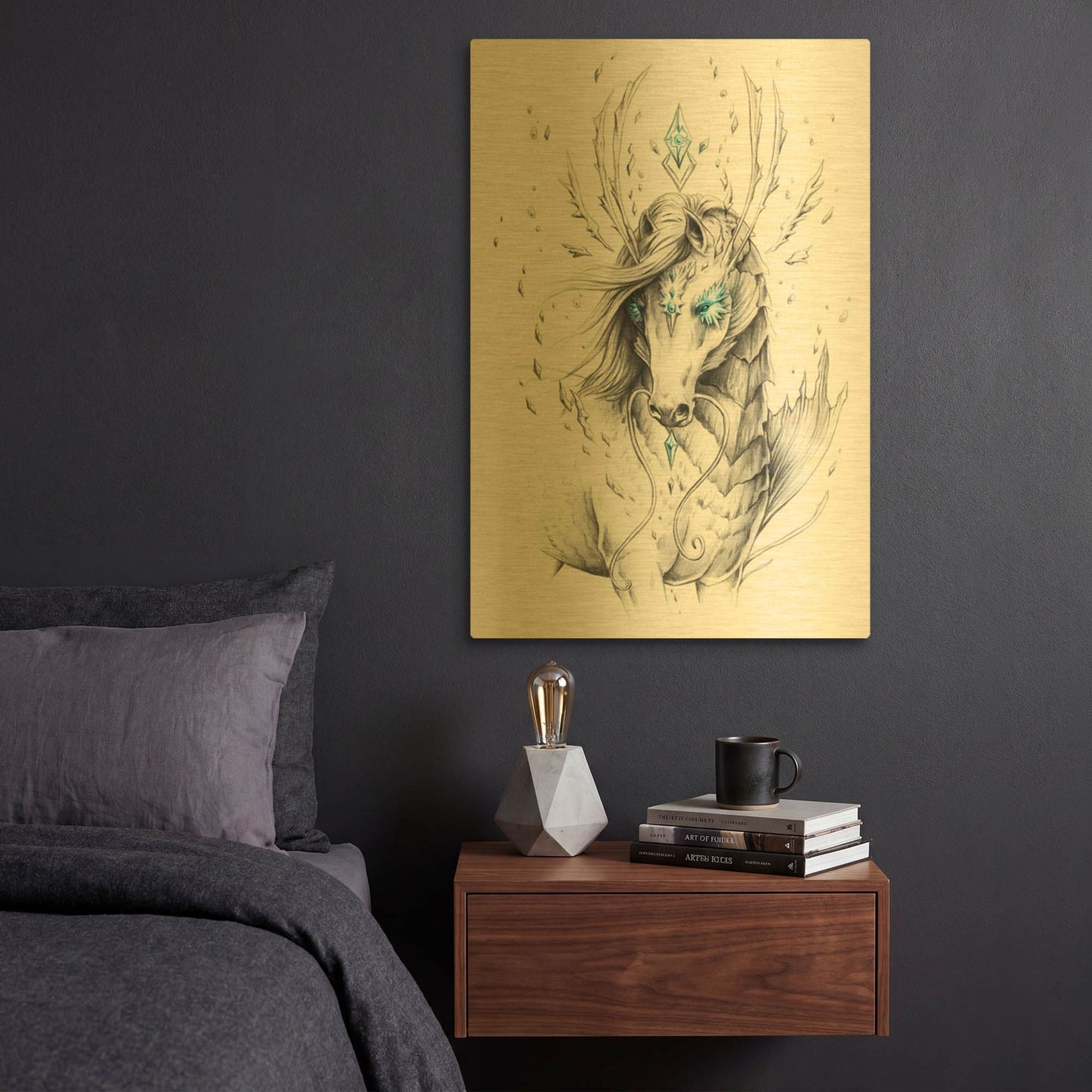 'JOJOES206792-Sea Horse' By JoJoes Art Gold Metal Wall Art