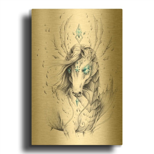 'JOJOES206792-Sea Horse' By JoJoes Art Gold Metal Wall Art