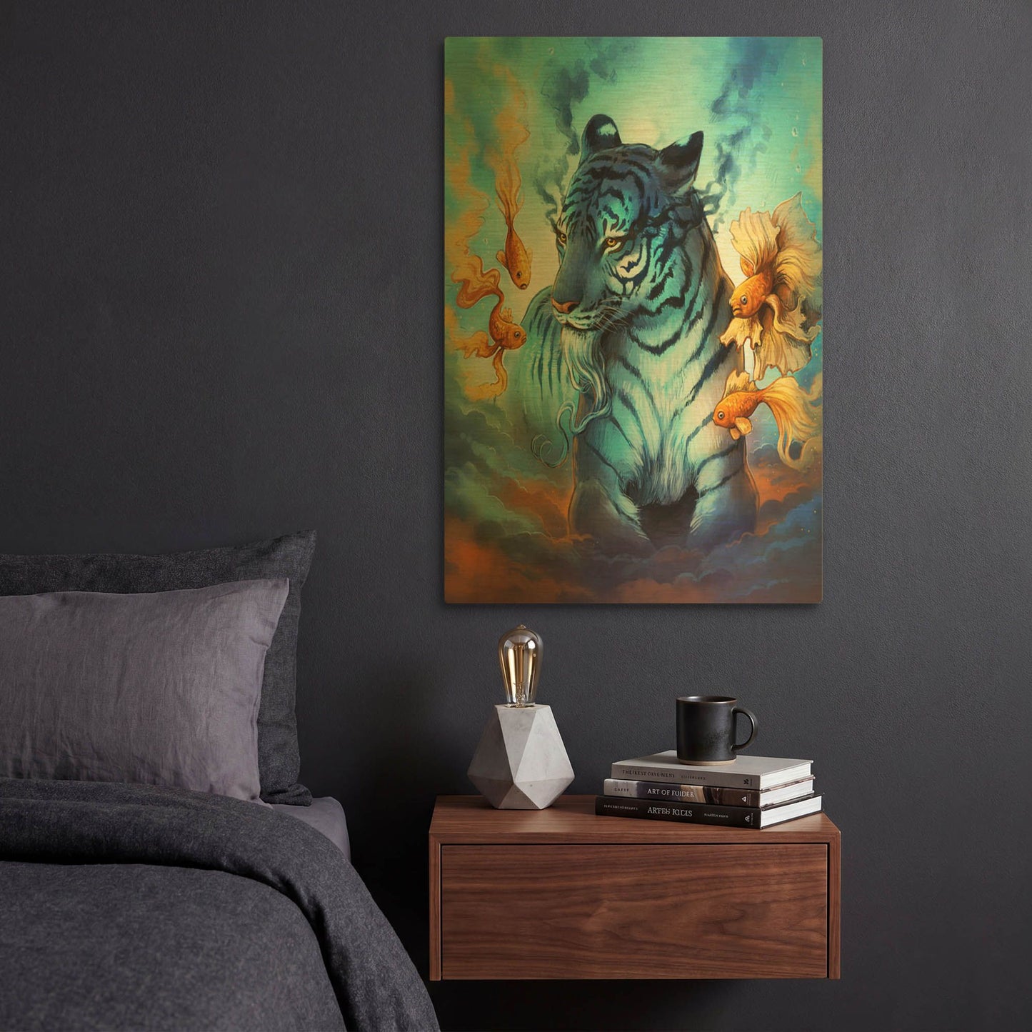 'JOJOES206794-Tiger Fish' By JoJoes Art Gold Metal Wall Art