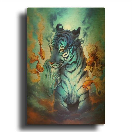 'JOJOES206794-Tiger Fish' By JoJoes Art Gold Metal Wall Art