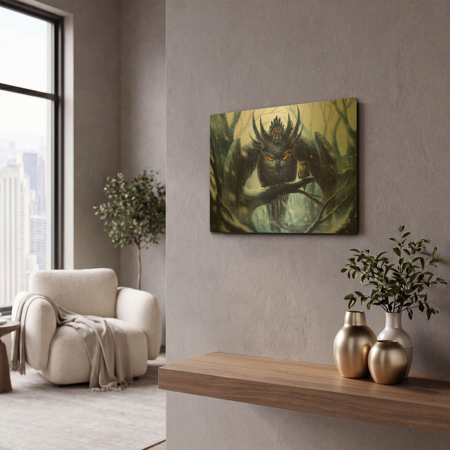 'JOJOES232440-Mother Owl' By JoJoes Art Gold Metal Wall Art
