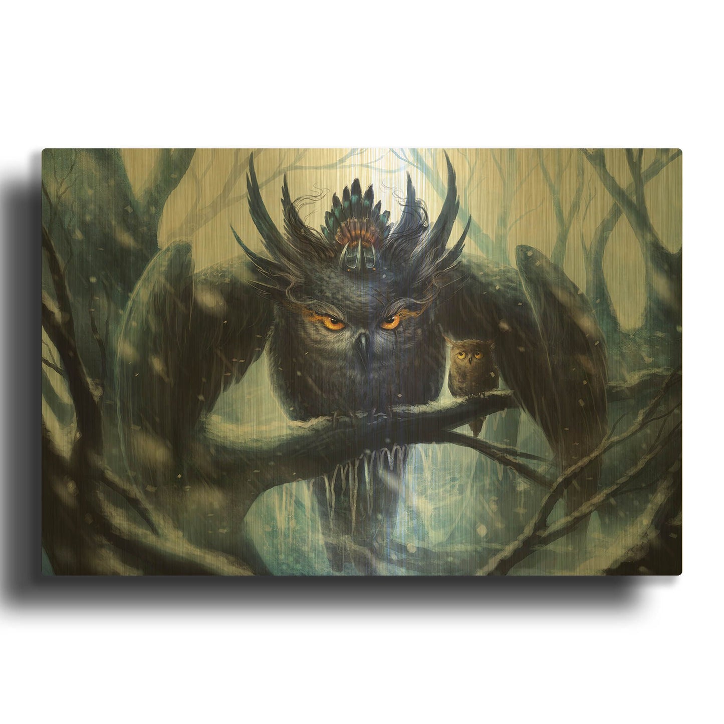 'JOJOES232440-Mother Owl' By JoJoes Art Gold Metal Wall Art