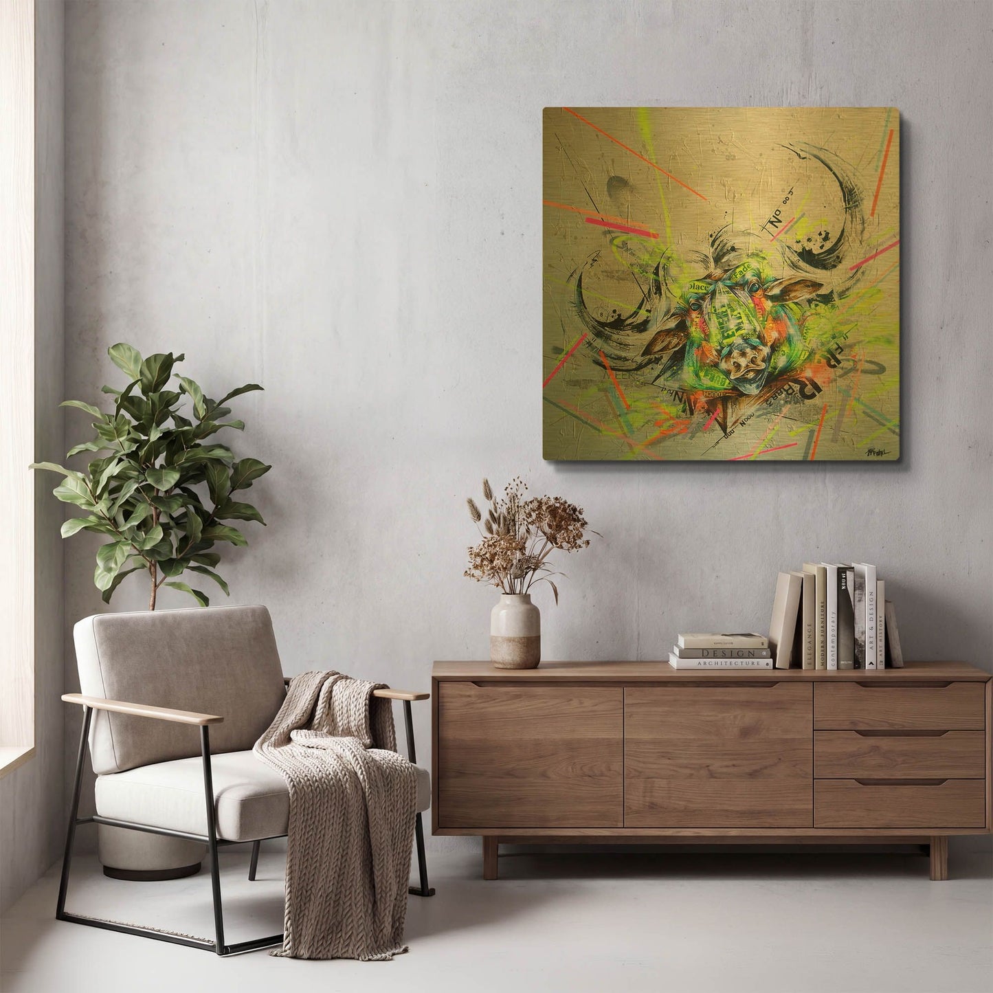'Confront' By Taka Sudo Gold Metal Wall Art