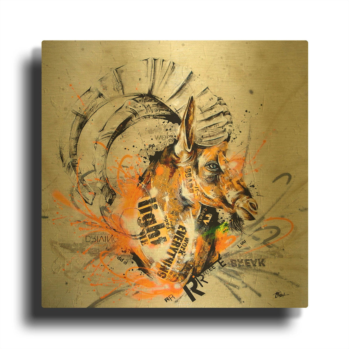 'Reel Up' By Taka Sudo Gold Metal Wall Art