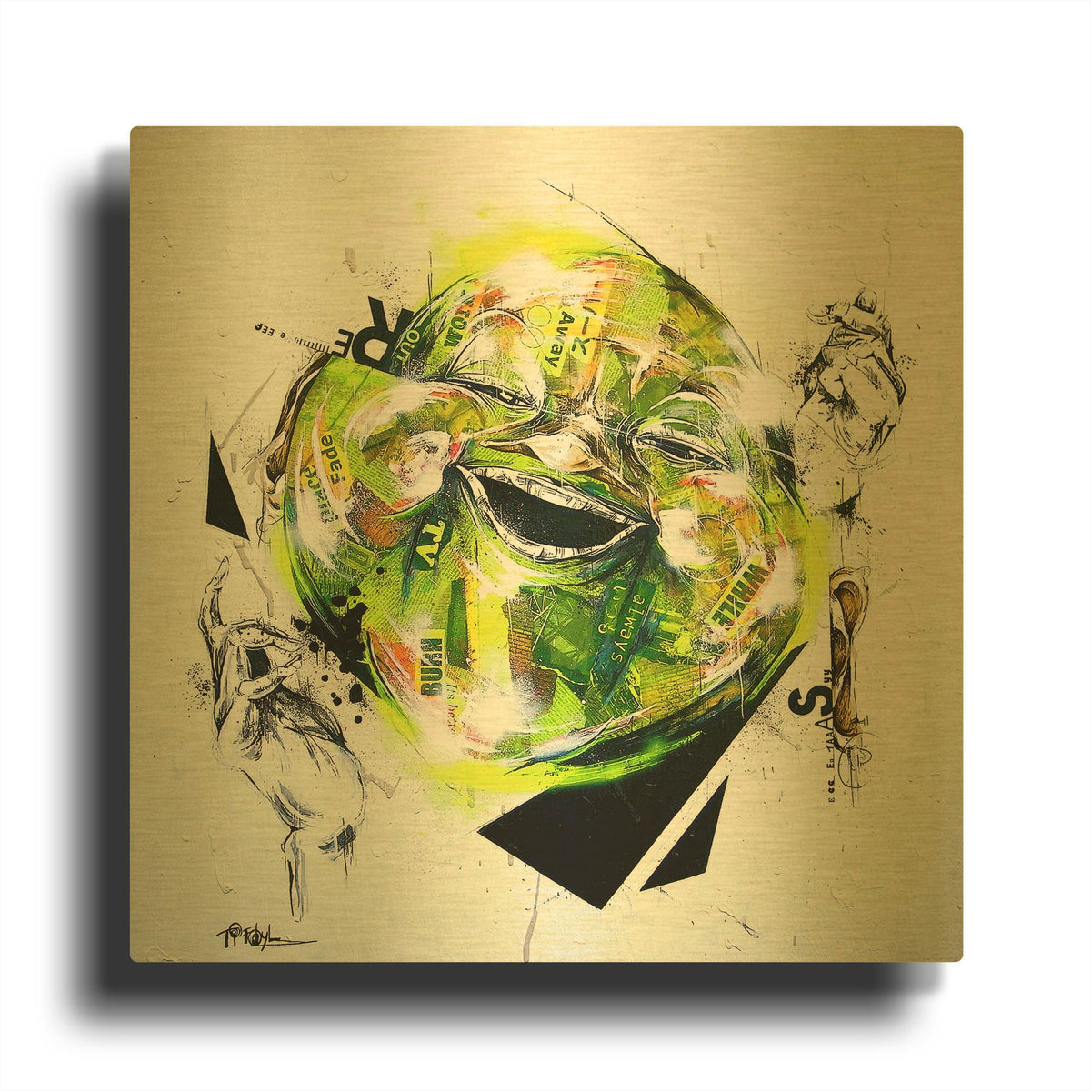'Relief' By Taka Sudo Gold Metal Wall Art