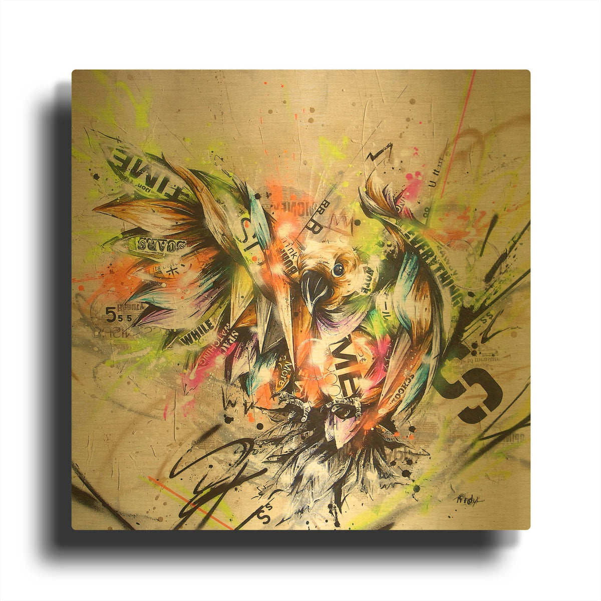 'Sprout' By Taka Sudo Gold Metal Wall Art