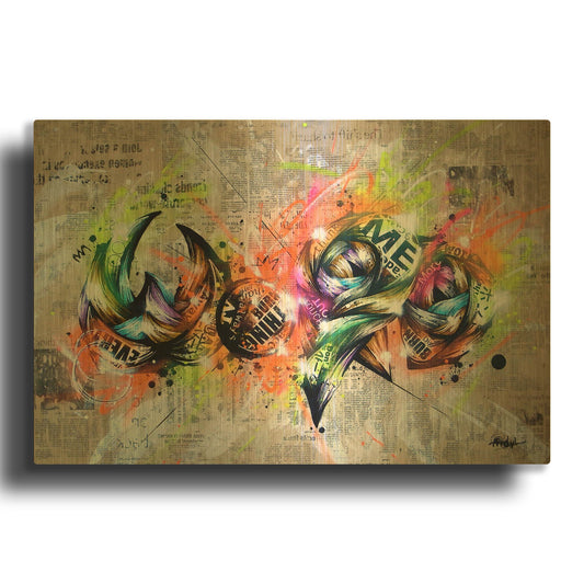'Word' By Taka Sudo Gold Metal Wall Art
