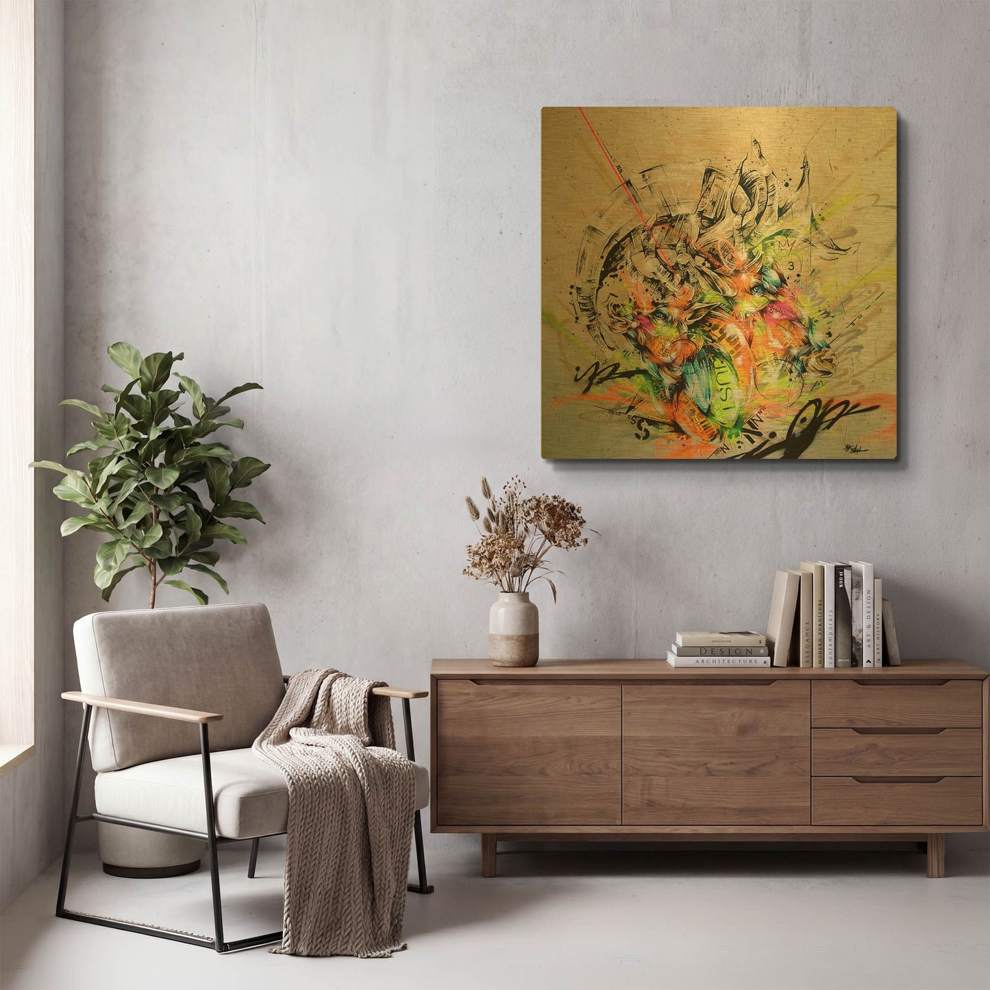 'Unison' By Taka Sudo Gold Metal Wall Art