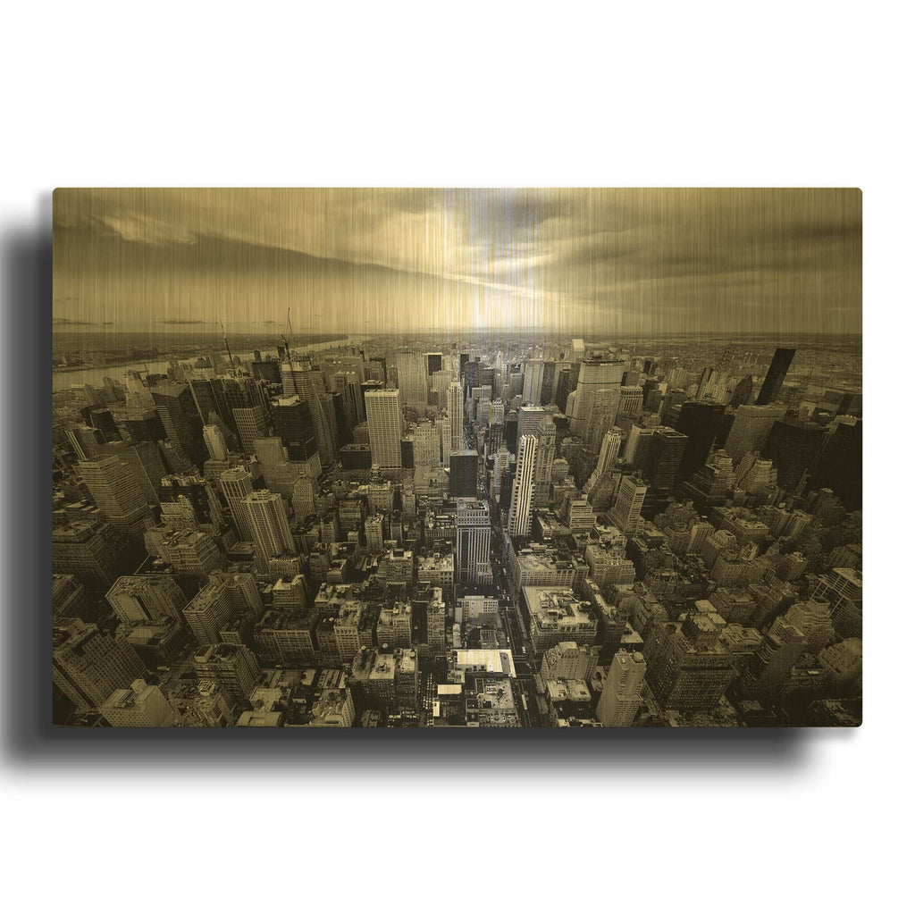 'NYC Uptown' By Nina Papiorek Gold Metal Wall Art
