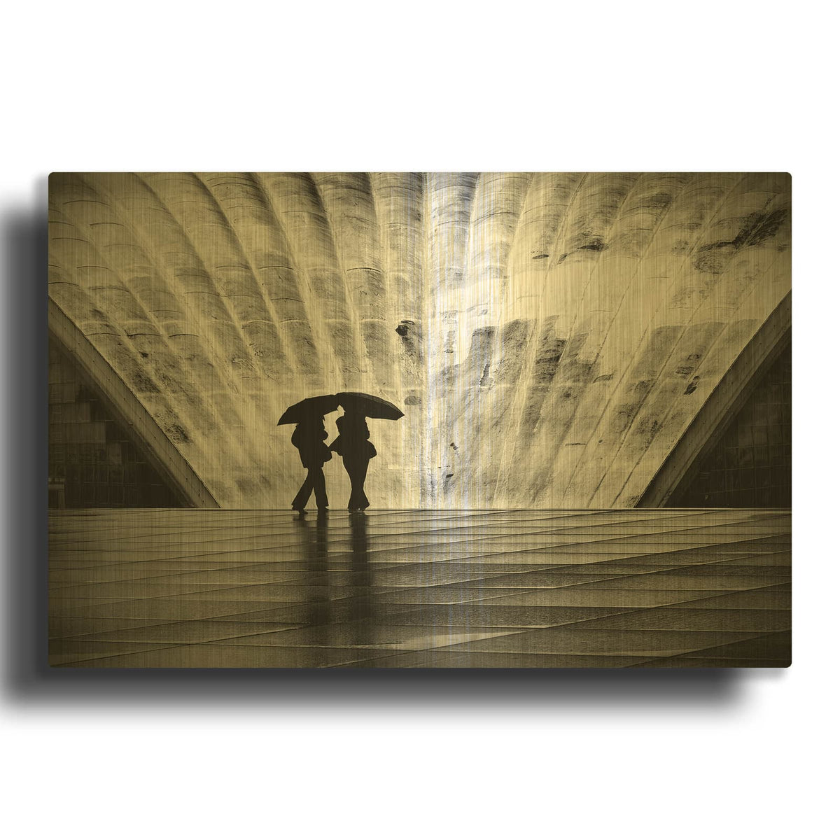 'Paris La Pluie' By Nina Papiorek Gold Metal Wall Art