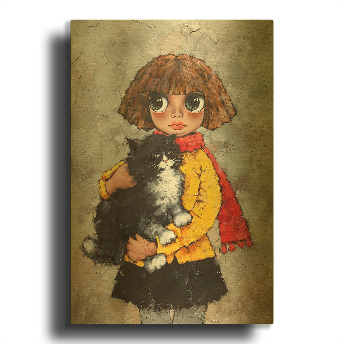 'Charlie the Cat' By Alexander Gunin Gold Metal Wall Art