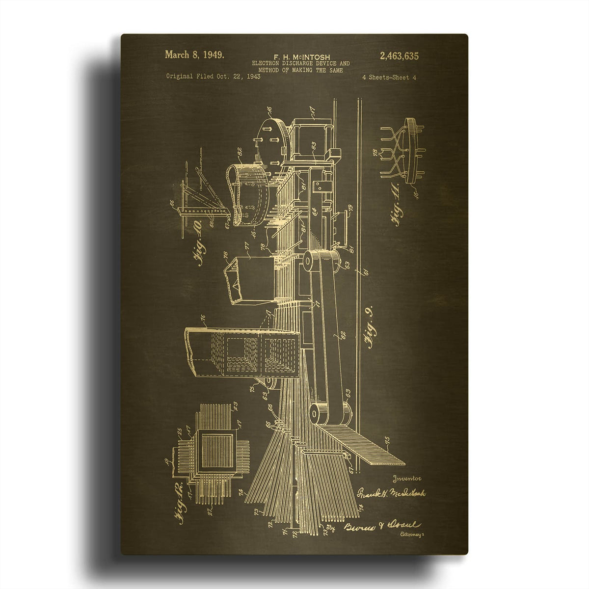 'Electron Discharge Device' By Luxe Gold Metal Wall Art