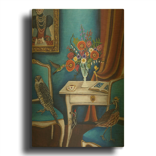 'Bird House' By Catherine A Nolin Gold Metal Wall Art