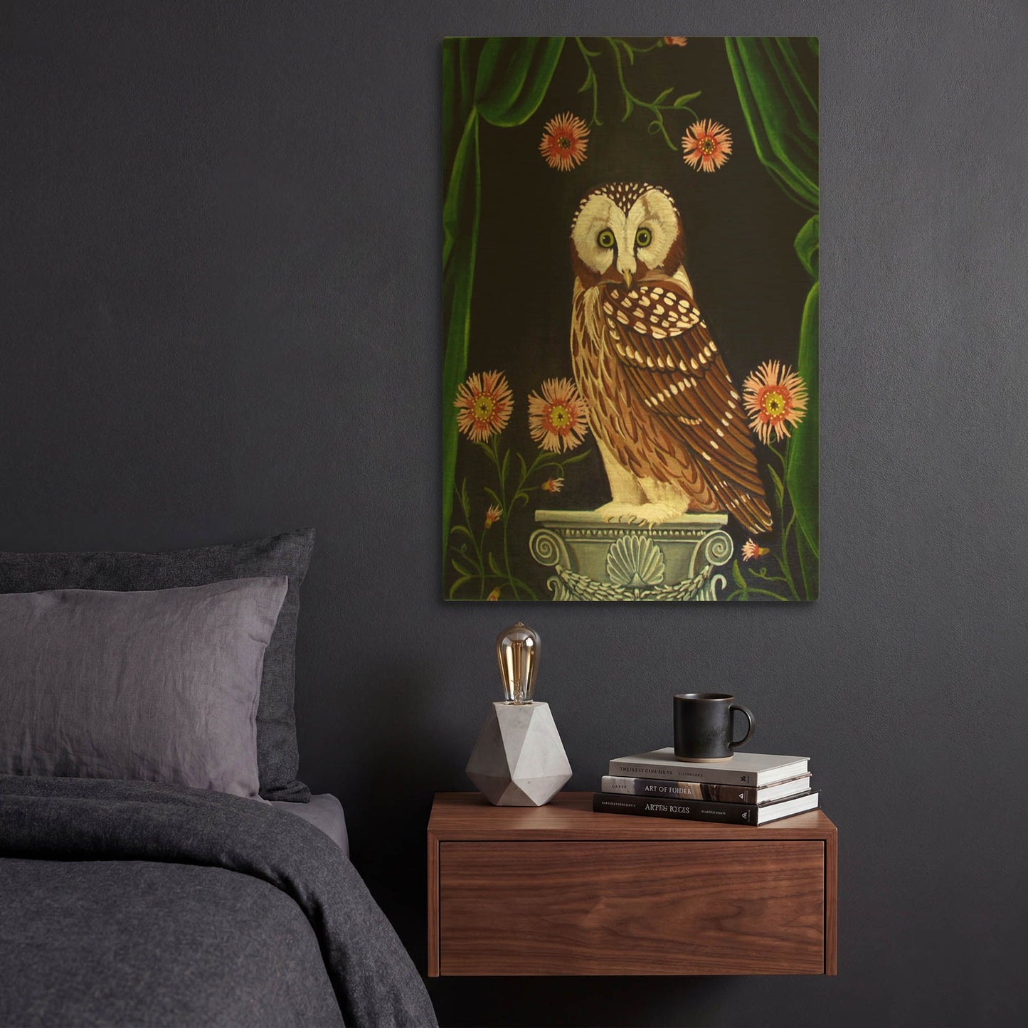 'Owl Guardian Print' By Catherine A Nolin Gold Metal Wall Art
