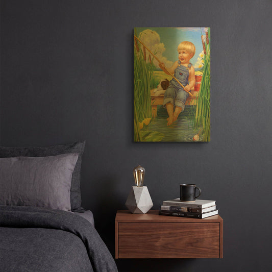 'Fishin' By Christopher Nick Gold Metal Wall Art