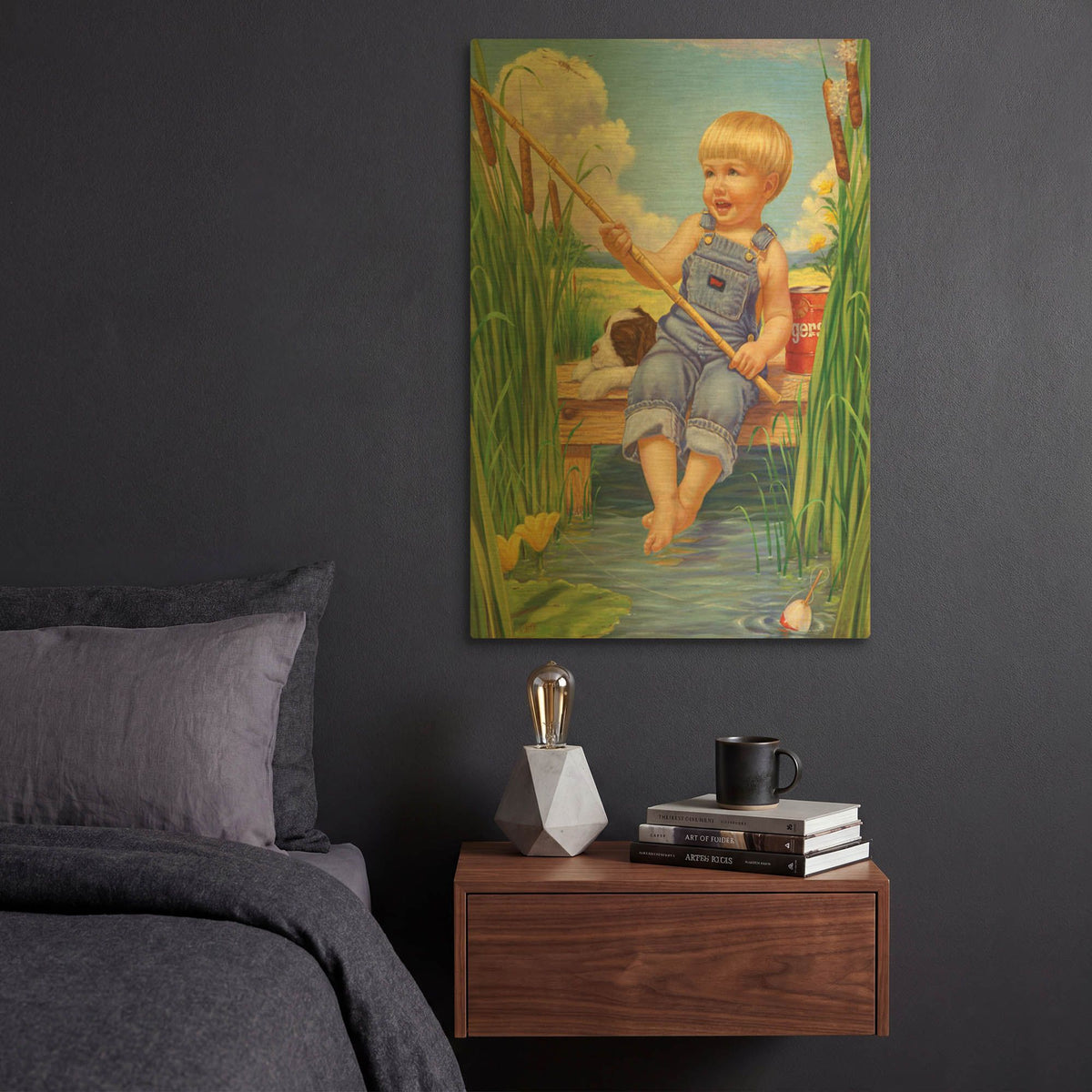 'Fishin' By Christopher Nick Gold Metal Wall Art