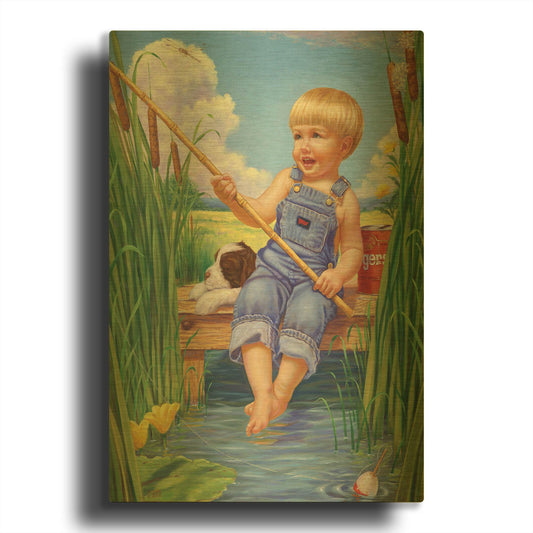 'Fishin' By Christopher Nick Gold Metal Wall Art