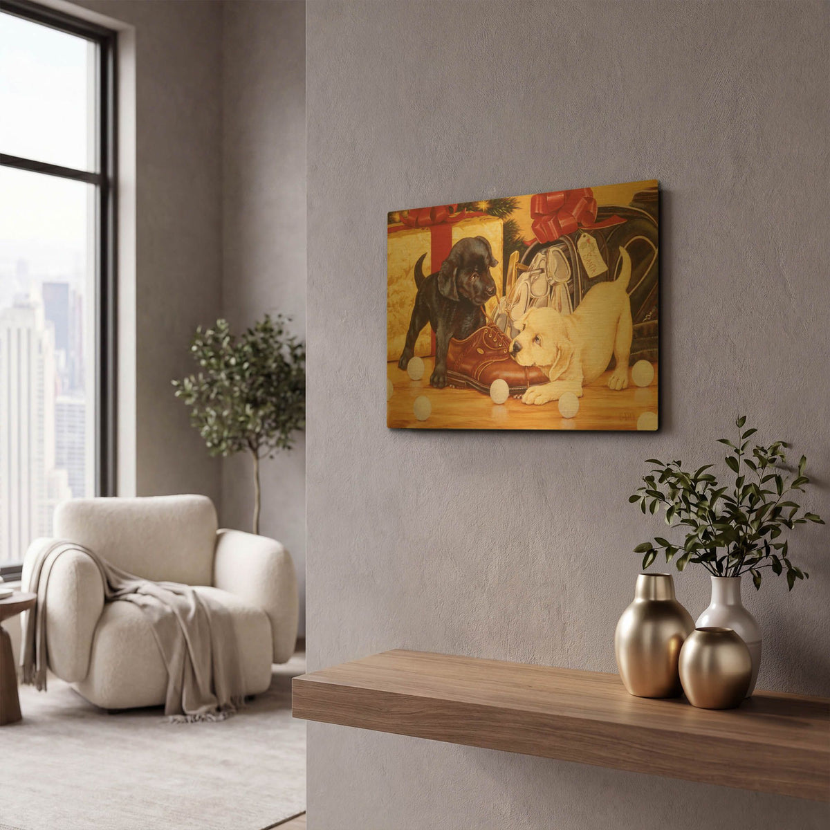 'Lab Golf' By Christopher Nick Gold Metal Wall Art