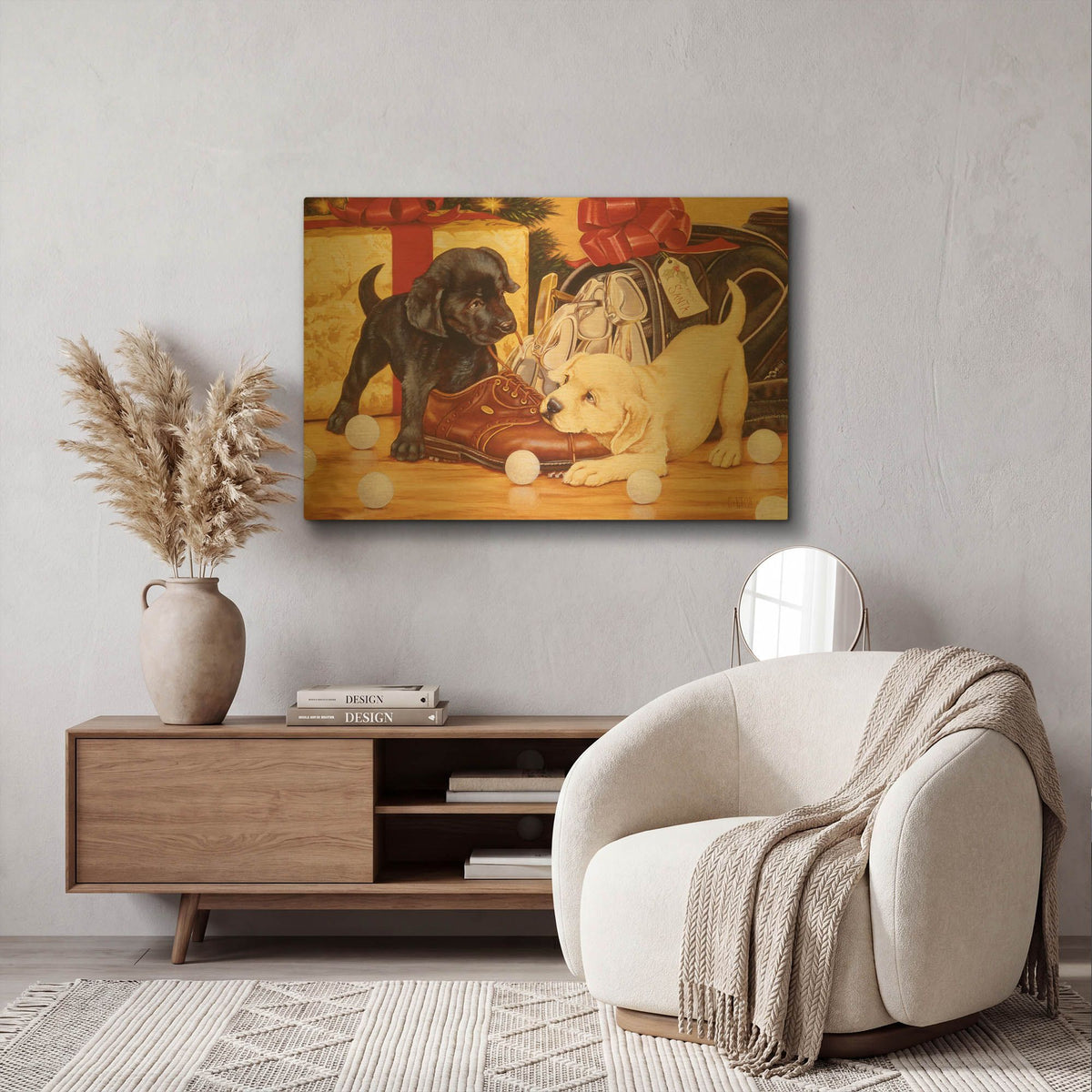 'Lab Golf' By Christopher Nick Gold Metal Wall Art