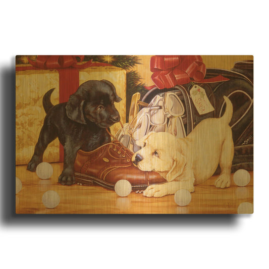 'Lab Golf' By Christopher Nick Gold Metal Wall Art